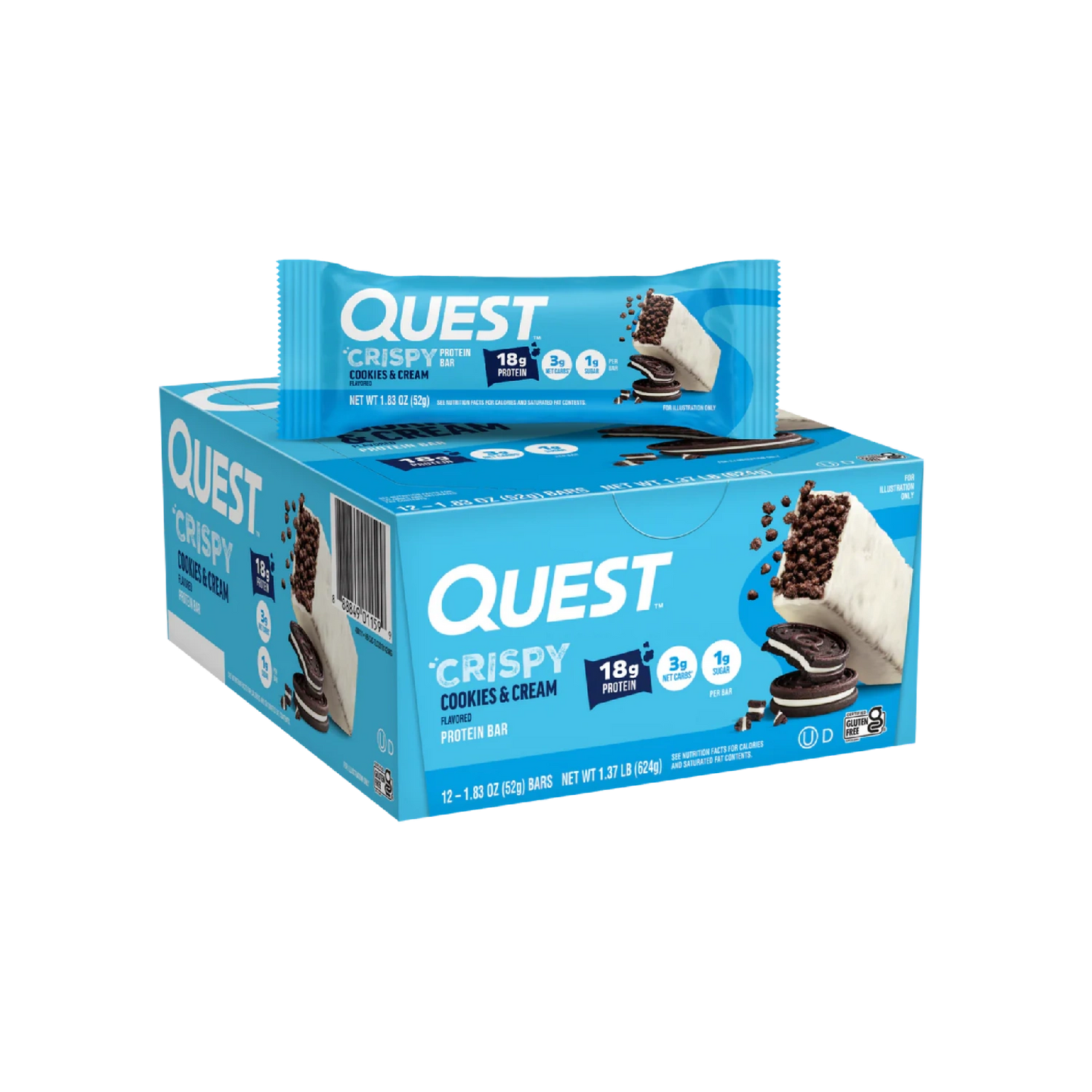 Quest Nutrition Crispy , 15g Protein, 1g Sugar, 3g Net Carb, Gluten Free Protein Snack, Keto Friendly, 12 Count