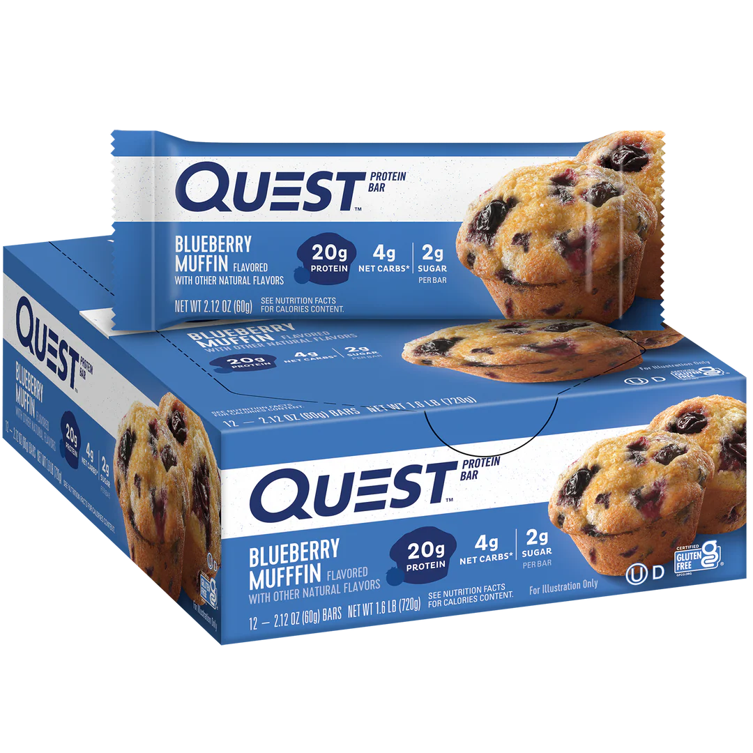 Quest Nutrition Protein Bar, 20g Protein, 4g Net Carb, 1g Sugar, Gluten Free, 12 Count