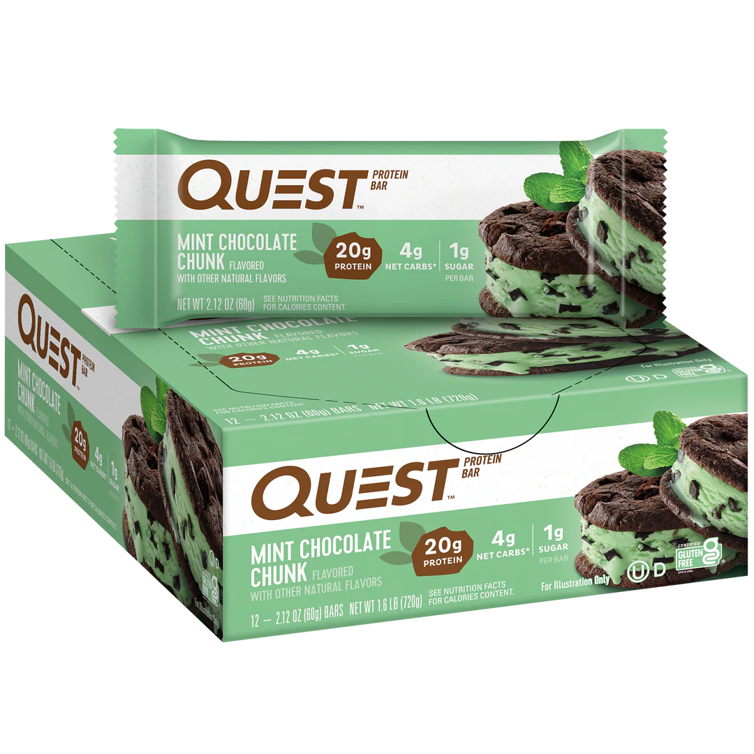 Quest Nutrition Protein Bar, 20g Protein, 4g Net Carb, 1g Sugar, Gluten Free, 12 Count