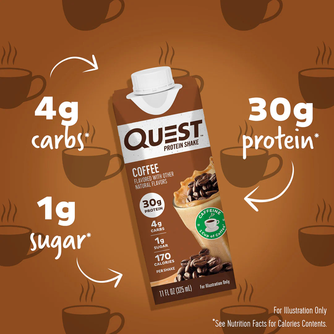Quest Nutrition Ready to Drink Protein Shake, 30g Protein, 4g Carb, 1g Sugar, Gluten Free, Keto Friendly, 4 Count (Pack of 3)