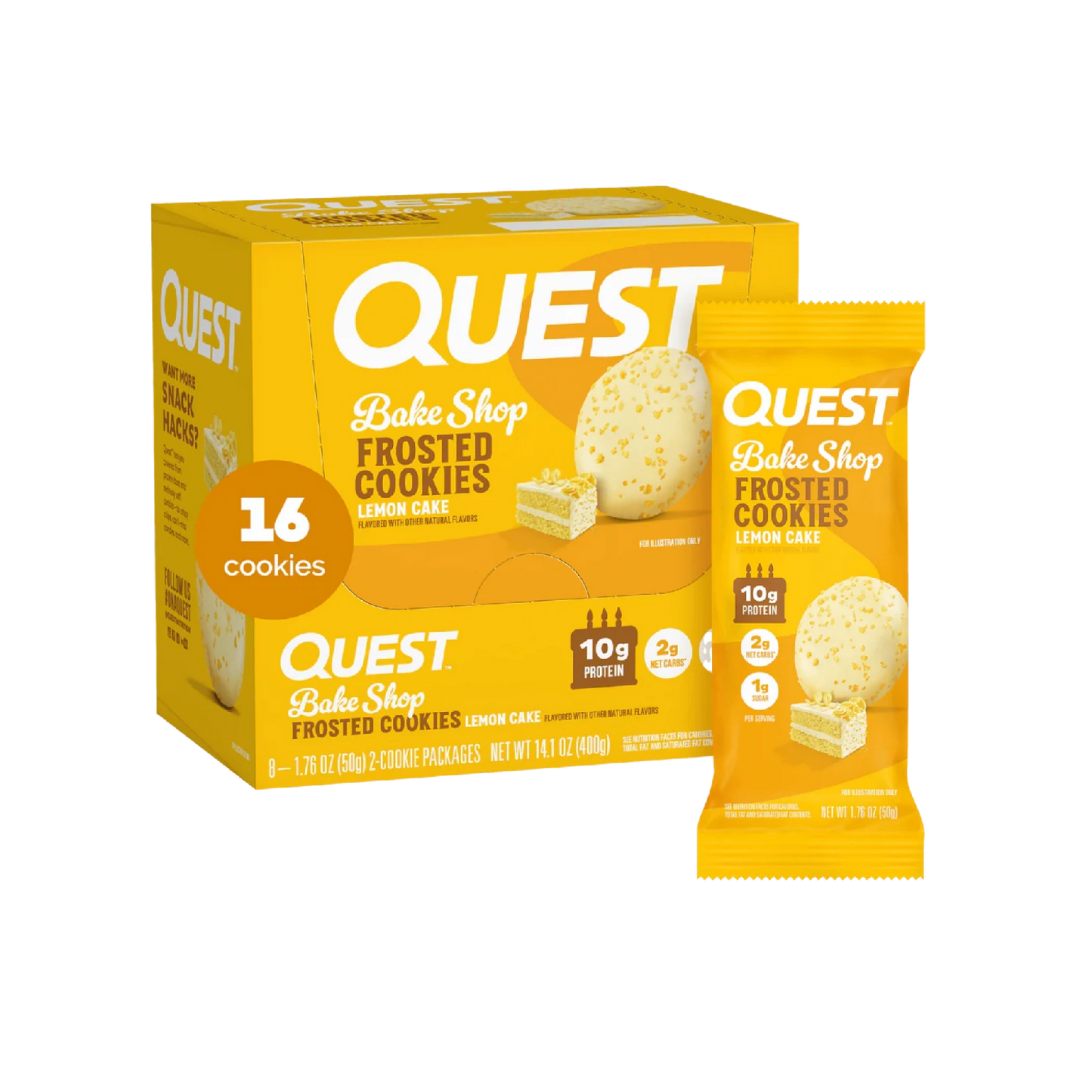 Quest Nutrition Frosted Protein Cookies Twin Pack,  1g Sugar, 10g Protein, 1g Net Carbs, Gluten Free, 16 Cookies