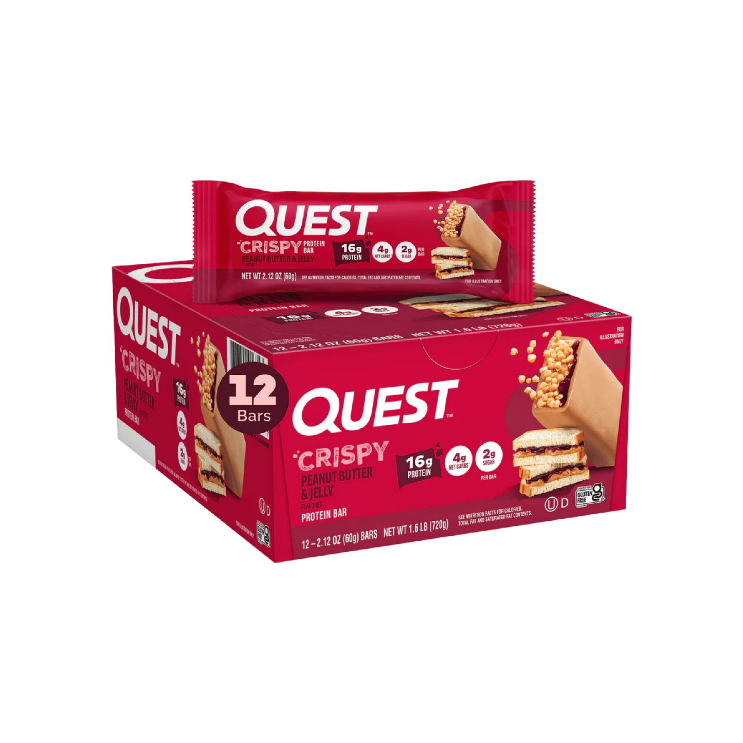 Quest Nutrition Crispy , 15g Protein, 1g Sugar, 3g Net Carb, Gluten Free Protein Snack, Keto Friendly, 12 Count